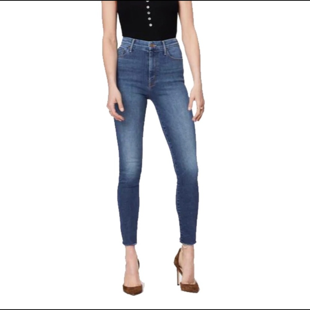 Mother Denim High Waisted Looker Ankle Fray / Big Sky